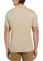 Men's Floral Diamond Printed Polo Shirt