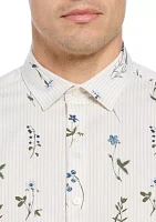 Men's Slim Vertical Floral Printed Shirt