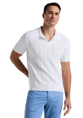 Men's Short Sleeve Mesh Stripe Polo Shirt