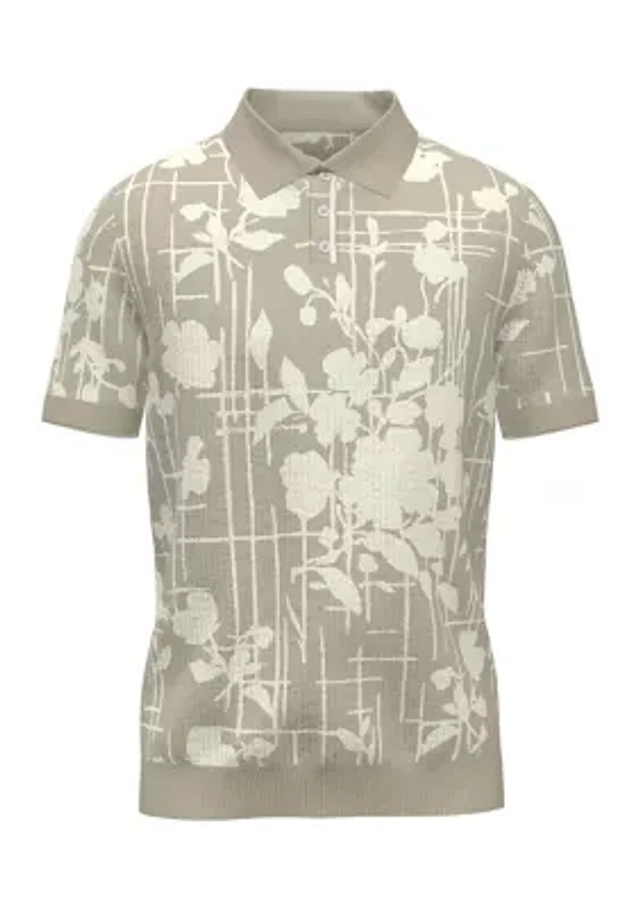 Men's Short Sleeve Floral Polo Shirt