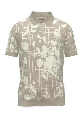 Men's Short Sleeve Floral Polo Shirt