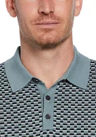 Men's Short Sleeve Geometric Polo Shirt