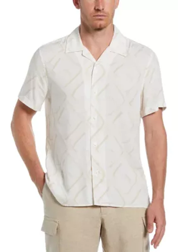 Men's Short Sleeve Abstract Linen Shirt