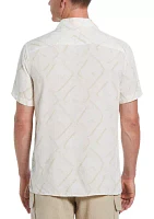 Men's Short Sleeve Abstract Linen Shirt