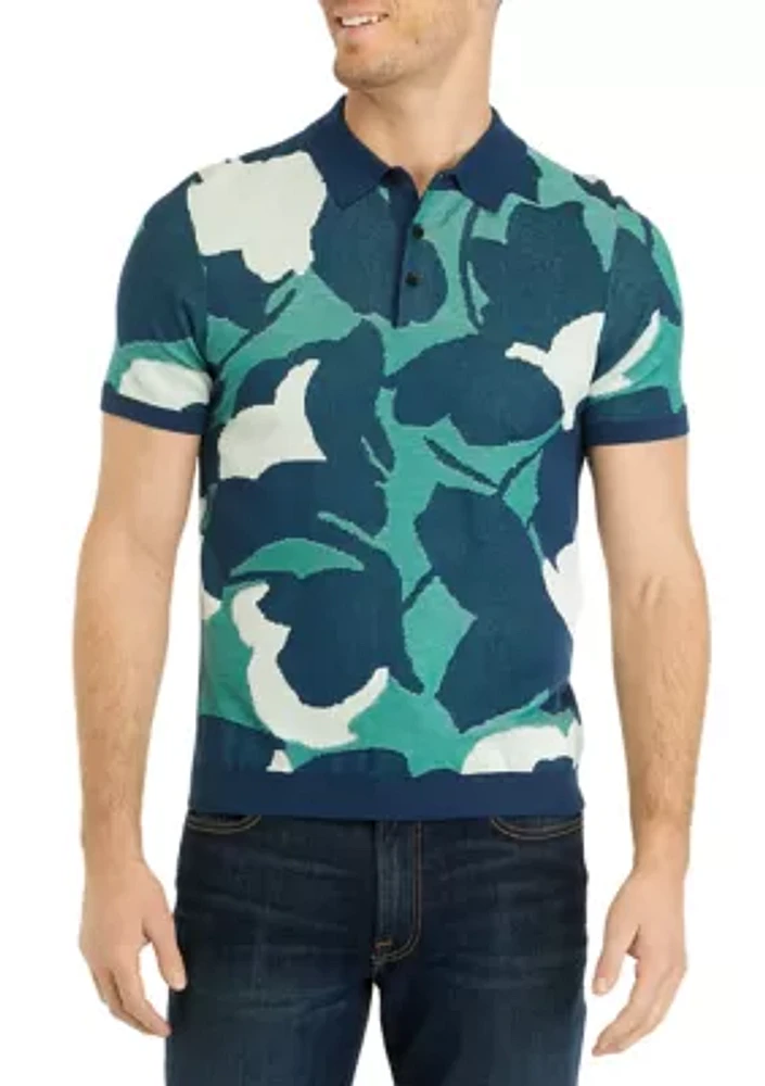 Men's Short Sleeve Floral Print Polo Shirt