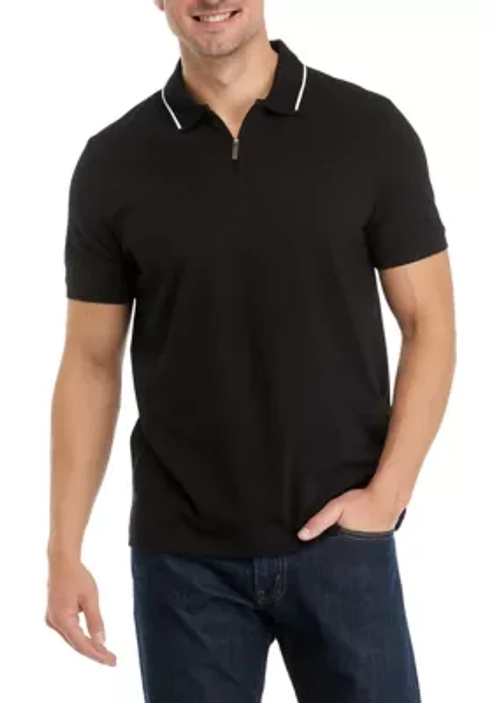 Men's Short Sleeve Zip Polo Shirt