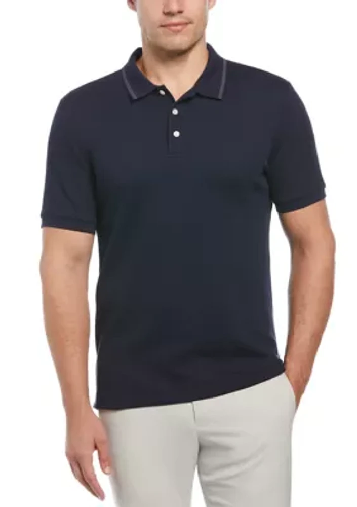 Men's Short Sleeve Textured Button Polo Shirt