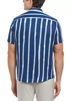 Men's Striped Linen Blend Button Down Shirt