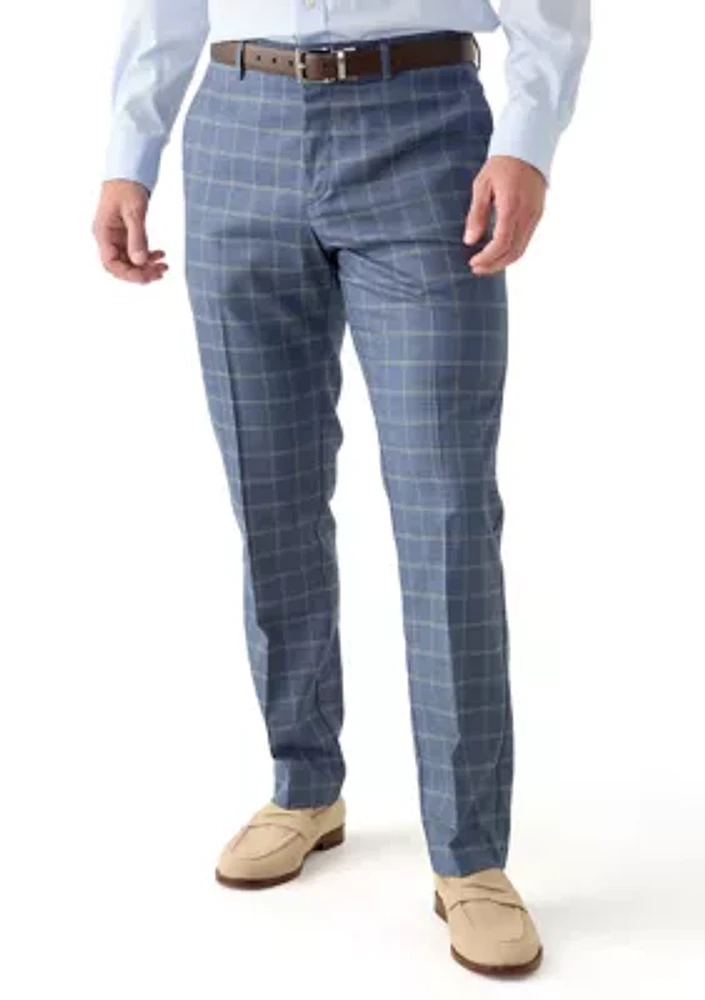 Men's Slim Double Bar Plaid Pants