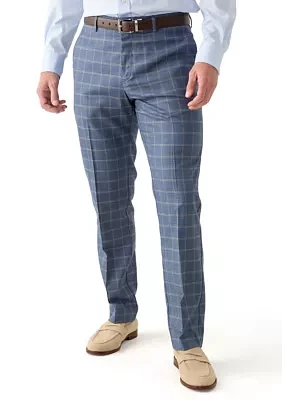 Men's Slim Double Bar Plaid Pants