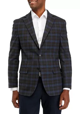 Single Breasted 2 Button Front Plaid Sport Coat