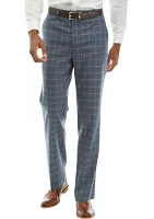 Blue and Tan Windowpane Dress Pants