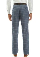 Blue and Tan Windowpane Dress Pants