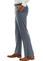 Blue and Tan Windowpane Dress Pants