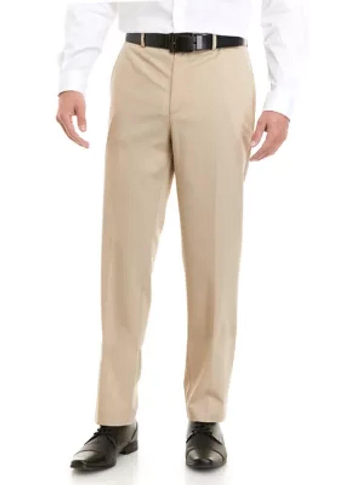 Flat Front Tan Dress Pants