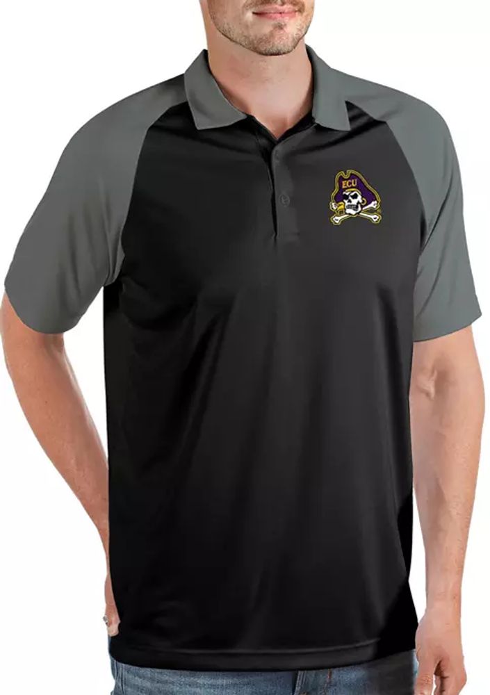 Men's Antigua Gray ECU Pirates Affluent Polo