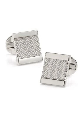 Silver Herringbone Cufflinks