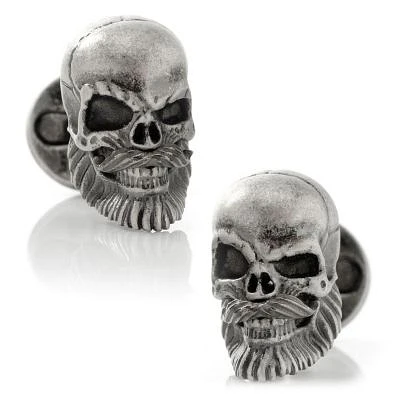 Stainless Steel Mustache Skull Cufflinks