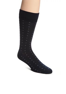 Mercerized Cotton Boxed Dot Neat Crew Socks - Single Pair