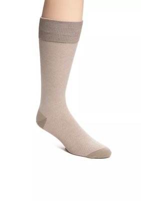 Mercerized Cotton Pique Neat Crew Socks - Single Pair