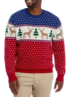 Fair Isle Deer Printed Sweater