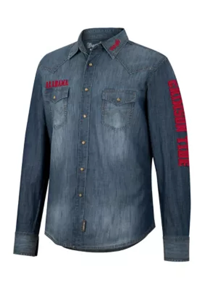 NCAA Alabama Crimson Tide Wrangler Denim Western Snap Shirt