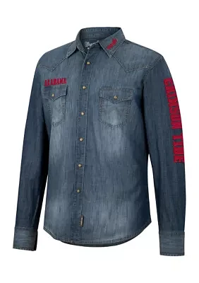 NCAA Alabama Crimson Tide Wrangler Denim Western Snap Shirt