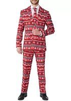 Nordic Pixel Red  2 Piece Suit + Tie