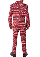 Nordic Pixel Red  2 Piece Suit + Tie