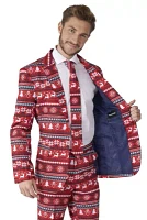 Nordic Pixel Red  2 Piece Suit + Tie