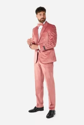 Vintage Pink Velvet Tuxedo 2 Piece + Bow Tie