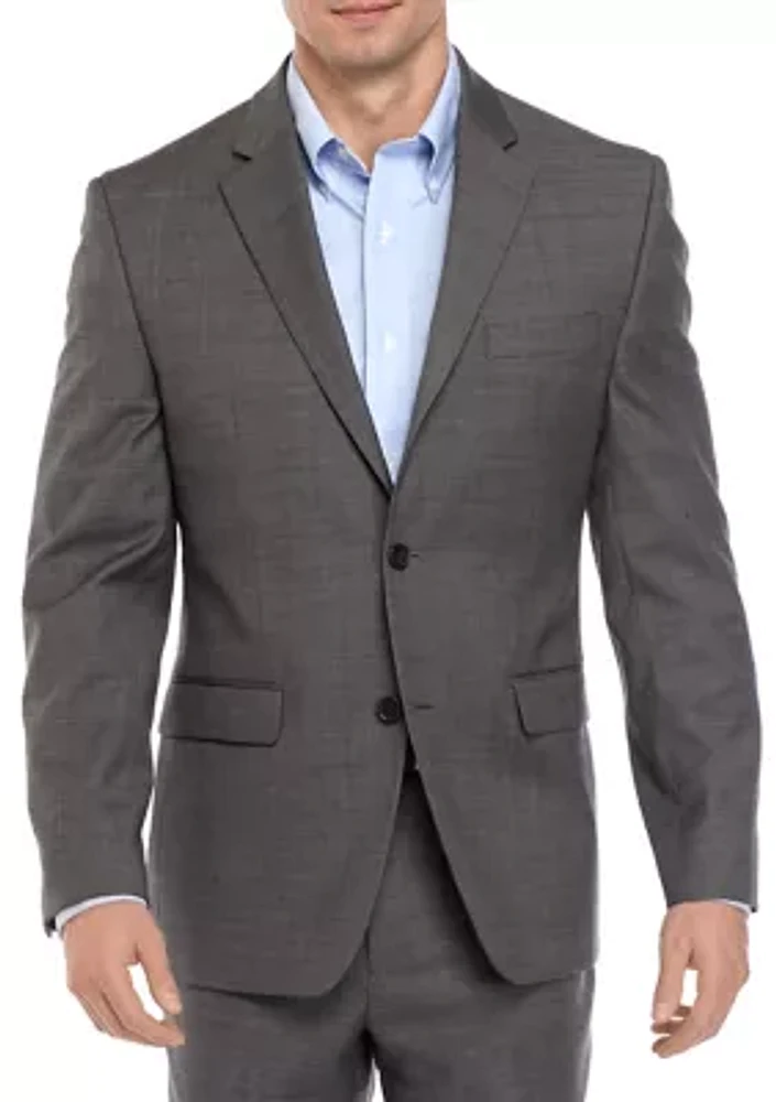 Gray Sharkskin Stretch Suit Separate Coat