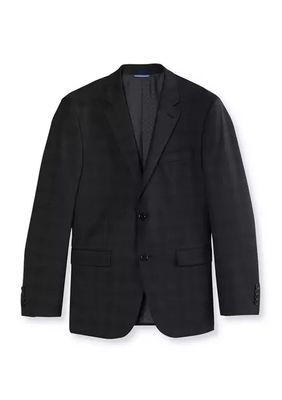 Gray Plaid Stretch Suit Separate Coat