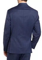 Navy Windowpane Stretch Suit Separate Coat