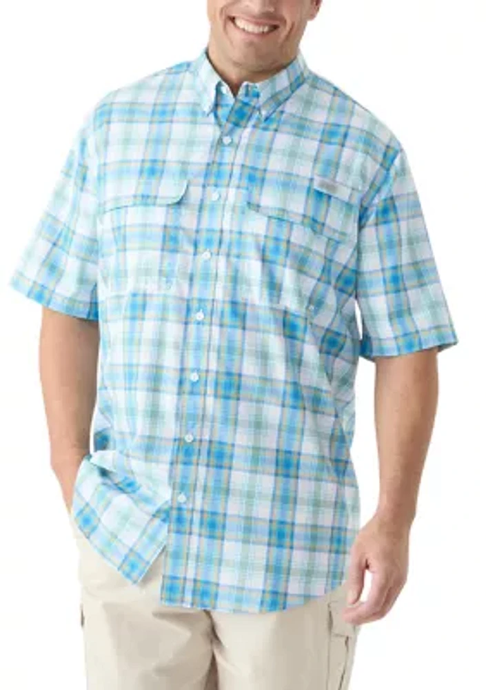 Big & Tall Short Sleeve Yarn Dyed Fishing Shirt