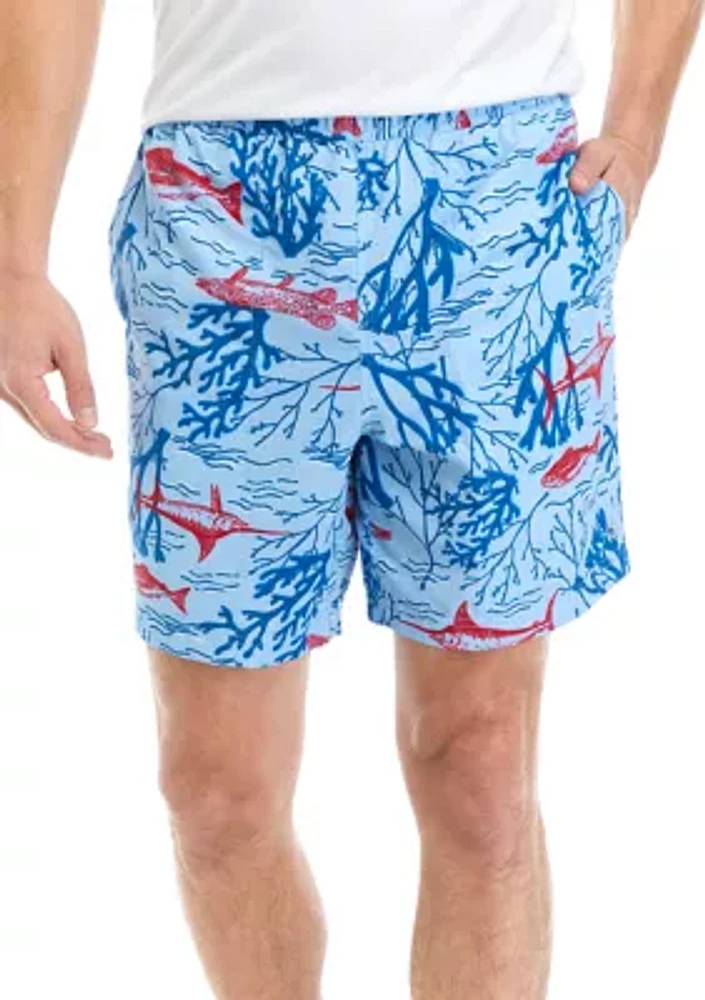 7" Printed Swim Trunks