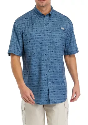 Short Sleeve Printed Button Down Shirt