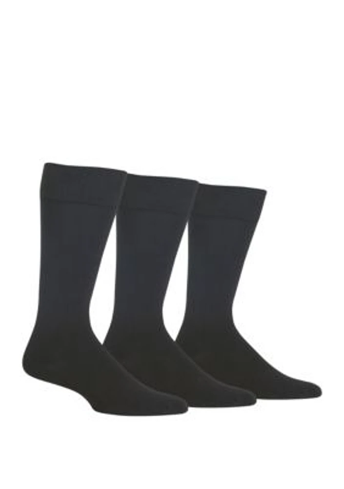 Solid Supersoft Dress Crew Socks-3 Pair