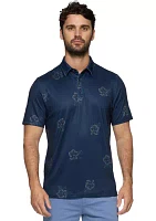 Hibiscus Print Polo Shirt