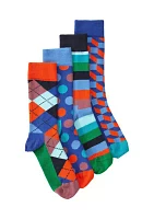 4-Pack Printed Crew Socks 