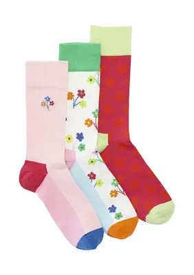 Flower Printed Socks - 3 Pack