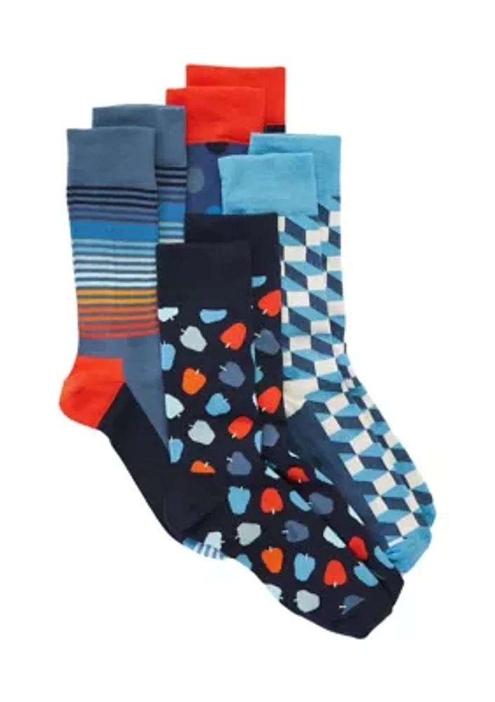 Navy Printed Socks Set - 4 Pack