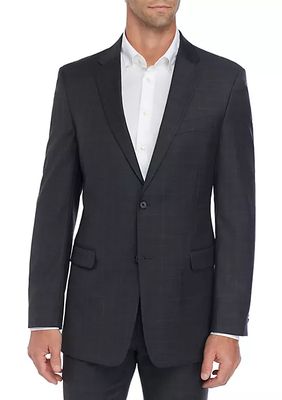 Sharkskin Windowpane Stretch Classic Fit Suit Separate Coat