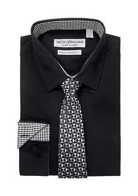 Solid Dress Shirt/Tie Set