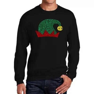 Men's Word Art Crewneck Sweatshirt  - Christmas Elf Hat