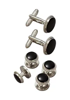 Black Formal Cuff Link Studs Set 