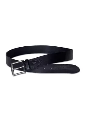 Flat Panel Black Leather Belt