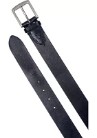 Flat Panel Black Leather Belt