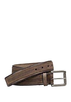 Men's 38 Millimeter Antique Nickel Buckle Distressed Overlay Belt