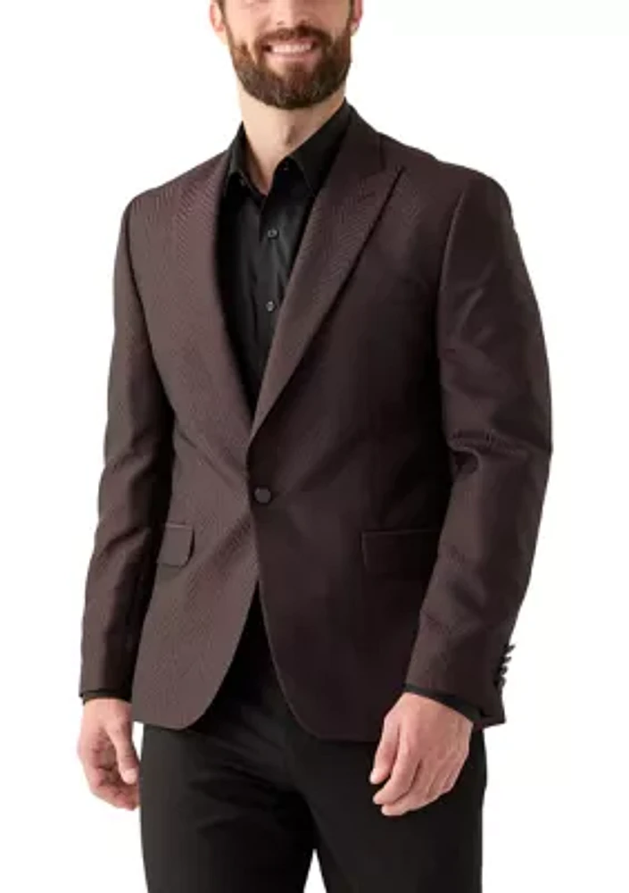 Men's Single Breasted Herringbone Modern Fit Blazer